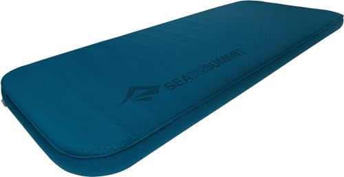 Sea to Summit - Comfort Deluxe Self Inflating Sleeping Isomatte Large Wide - Premium-Komfort - Pillow Lock-System - 4 Jahreszeiten - Für Camping im Winter - 201 x 76 cm - Byron Blue - 2645 g