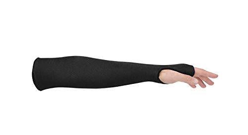 Image of MAGID Cut Resistant Protective Arm Sleeves | 100% Kevlar Knit 18 inch Double Layered Cut Resistant Sleeve with Thumb Slot - Cut Level 4, Fire Resistant, 18 inch Length, Black (1 Pair)