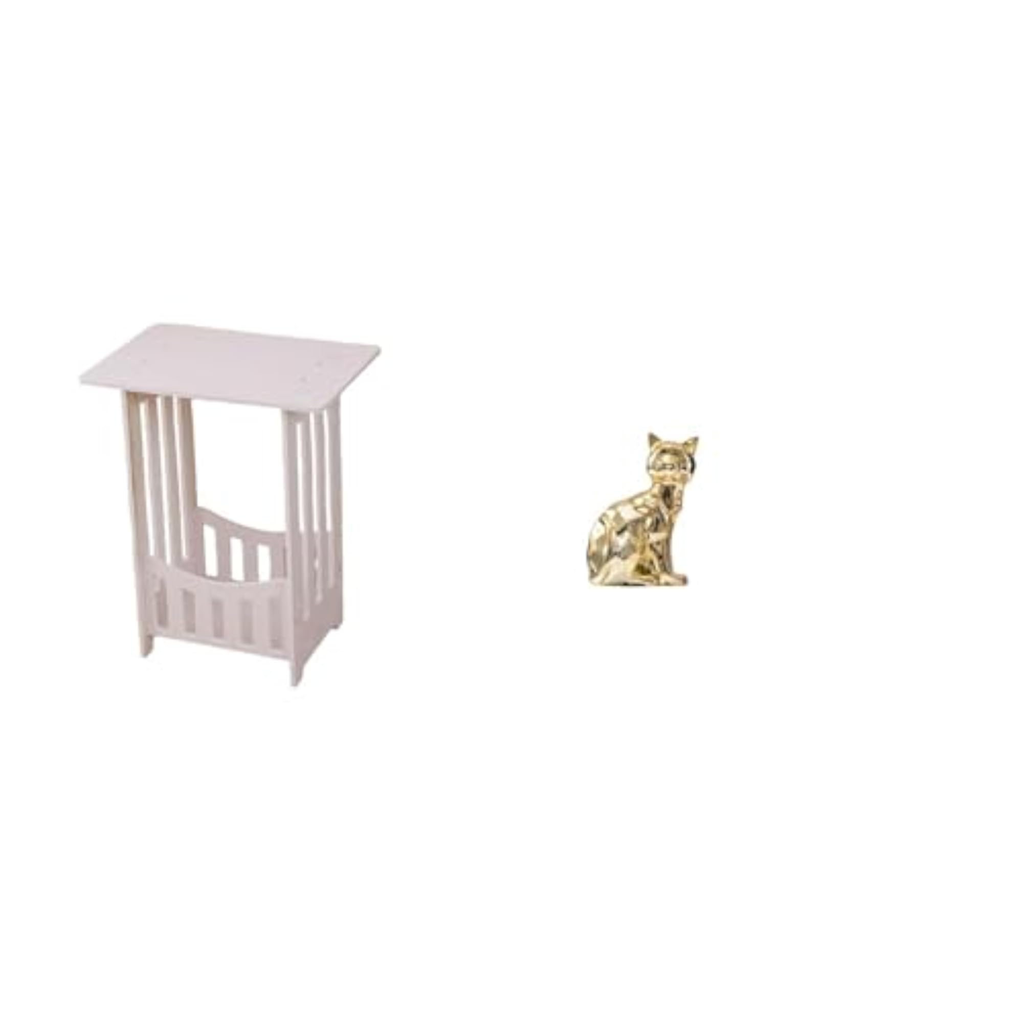 Bedside Table with Cat Statue Decorative Figurine