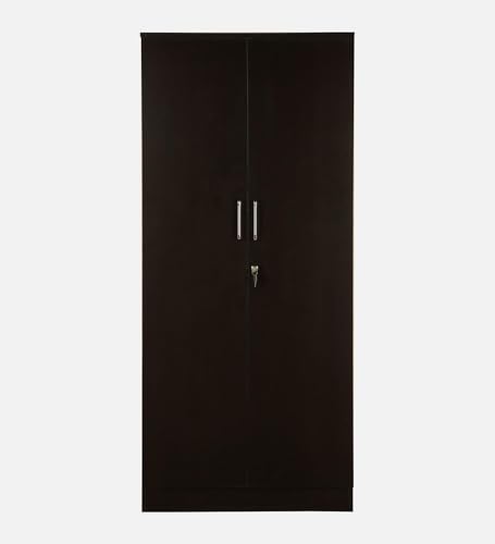 Image of Mintwud Pepperfry Kibo 2 Door Wardrobe Without Mirror | Engineered Wood Wooden Almirah with 4 Shelves, 1 Drawer & Hanging Rod | Storage Cupboard for Bedroom (Wenge Finish)