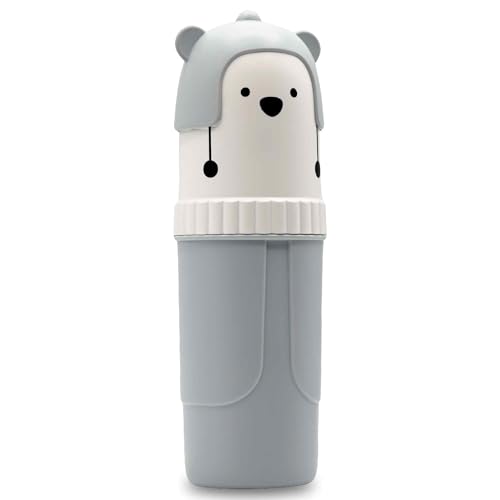 Estuche Cepillo de Dientes infantil, Portacepillos diseño oso, Funda para Cepillo de Dientes, Caja Protectora, 20 cm alto x 6.5 cm diámetro, Plástico (Azul)