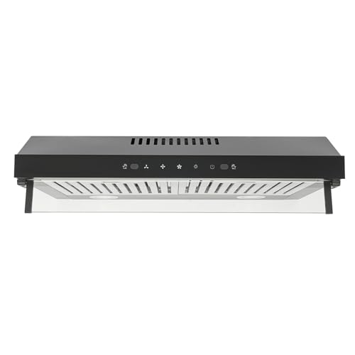 Dunstabzugshaube Unterbau 59.8x33.5x14 Umlufthaube 3-Stufen Umluft Abluft, Dunstabzugshaube Küche Berührungssteuerung mit LED-Beleuchtung, Edelstahl-Dunstabzugshaube 55 dB
