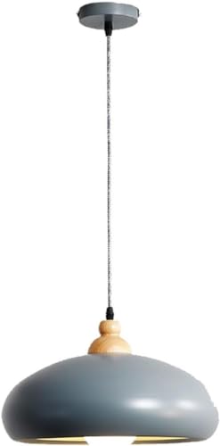 Suspension LED moderne en fer forgé rose et détails en bois noble au design épuré