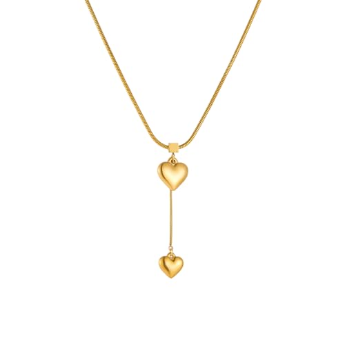 Collier pendentif cœur doré pour femme, chaîne tendance aux finitions miroirs de haute qualité