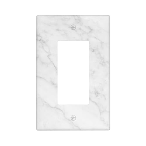 White Marble Single Gang Rocker Light Switch Cover Plates Decorative Outlet Covers, 1 Gang Rocker Wall Plate