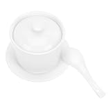 FONDOTIN Schmortopf mit Deckel Hitzebeständige Suppenschale für Küche und Restaurant Multifunktionale Porzellan Schüssel für Dampfgerichte Desserts Camping und Geschenkidee