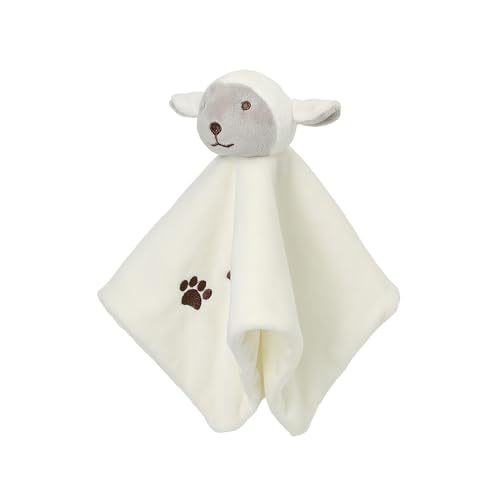 Image of CREVENT Cozy Plush Baby Security Blanket Loveys for Baby Girls Boys, Stuffed Animal Ring Rattle Shaker Toy for Newborns (Sheep)