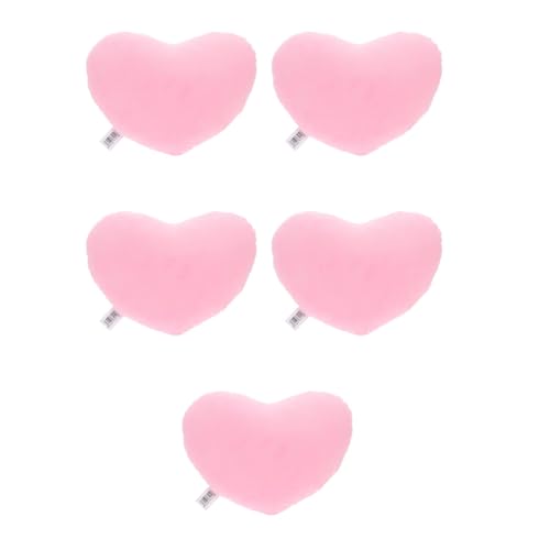 LOGOFUN 5pcs Heart Shaped Pillow Throw Plush Heart Decorative Pillow Adorable Heart Sofa Pillow for Home Office Bed Sofa Decoration - Pink, 30CM