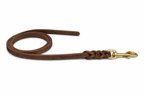 Fettlederleine Schleppleine aus Leder für Hunde 5m, 7,5m, 10m (7.5m x 8mm braun Messing)