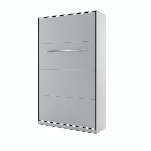 Lenart Schrankbett - Wandbett Concept Pro CP02 120x200 cm - Schrankklappbett Vertical - Schrank mit integriertem Klappbett - Funktionsbett (Grau Matt)