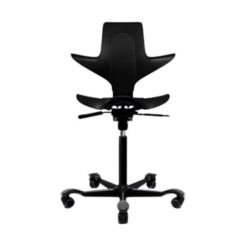 HAG Capisco Puls Adjustable Sit to Stand Desk Chair - Black Frame - Black Partial Cushion