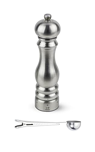 Peugeot Paris Chef u'Select Stainless Steel Salt Mill - With Stainless Steel Spice Scoop/Bag Clip (9 -Inch, Salt Mill)