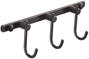 Bronze Towel Hooks, Bathroom Rail Hook Rack Wall Mounted, Antique Oil Rubbed Brass Cloth Coat Rack with 3 Hooks Farmhouse