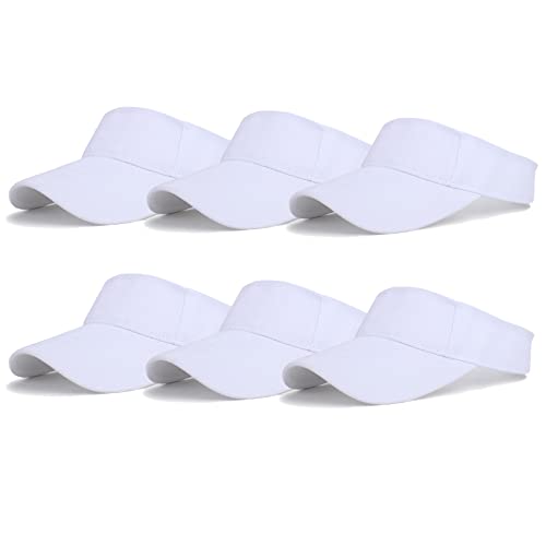 Ultrafun Unisex Sports Sun Visor Adjustable UV Protection Sun Hat Cap for Beach Pool Golf Tennis, 6pack-white, One size