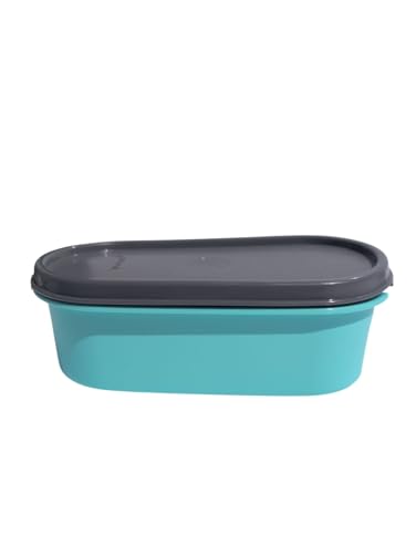 Tupperware Eidgenosse - Recipiente compacto ovalado redondo para frigorífico, 500 ml, 500 ml, color turquesa y gris