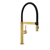 Tohlar Wasserhahn Küche Gold, Hochdruck Küchenarmatur mit Herausziehbarer Brause, Einhebel Küchenarmatur aus Edelstahl 360° schwenkbarer Ausziehbar Armatur, Gebürstetes Gold