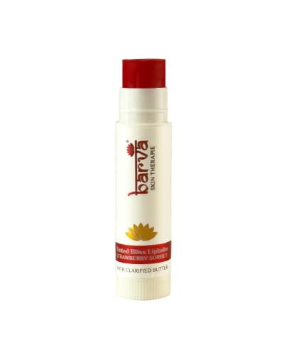 Image of Barva Tinted Bliss Lip Balm | Enriched with Clarified Butter (Ghee) | Nourishing & Long-Lasting Moisture | Soft Tint Finish | Available in 2 shades | 5g (Strawberry Sorbet)