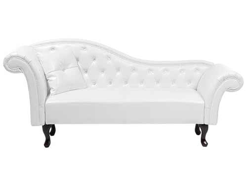 Beliani Chaiselongue im Chesterfield Style linksseitig Kunstleder weiß Lattes Beliani Chaiselongue im Chesterfield Style linksseitig Kunstleder weiß Lattes
