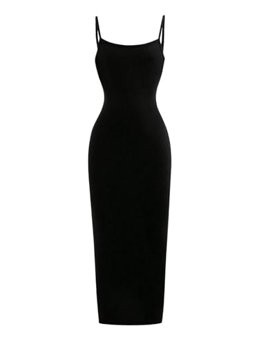 Milumia Girl's Sleeveless Spaghetti Straps Bodycon Pencil Long Dress Going Out Cami Maxi Dresses