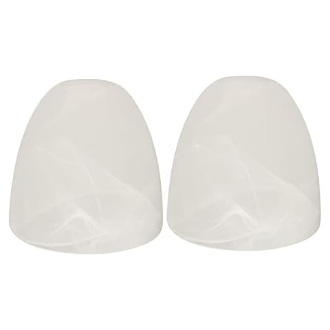 Voguad 2 Pack Bell Shaped Alabaster Glass Shade, Traditional Style Lighting Fixture Shade Replacement for Ceiling Fan Lights Wall Light, Lipless with 1-5/8-inch Fitter Opening Cover
