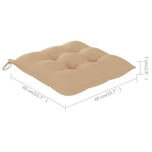 Chaises de jardin pliables teck massif avec coussin beige terrasse extérieure - 3