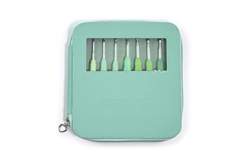 Kit Estojo Agulha Ergonômica para Crochê Soft Cabo Emborrachado Premium - VERDE MINT