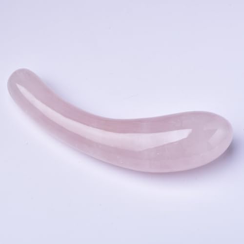 YOUNAIERZX Natural Rose Quartz Crystal Massage Wand, 7 Inches, Pink,Healing Stone