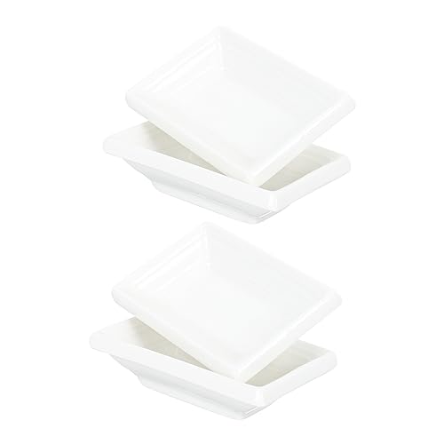 COLLBATH 4pcs Japanese Dish Porcelain Snack Dish Ketchup Saucer Mini Appetizer Dish Desert Bowls Baking Bowls Dishes Appetizer Tray Serving Tray Appetizer Plate Nut Tray Ceramics White