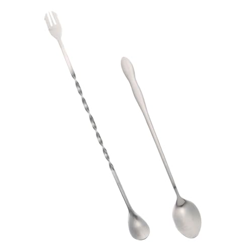 HOLIDYOYO 2Pcs Cocktail Stirrers Stainless Steel Drink Mixing Spoons Long Handle Bar Spoons for Milk Tea and Dessert Reusable and Easy to Clean
