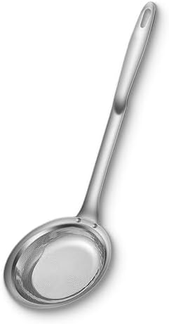 Colador de acero inoxidable de malla fina, colador Pleteffect, cuchara de filtro de acero inoxidable, cuchara de desnatador de grasa mejorada con