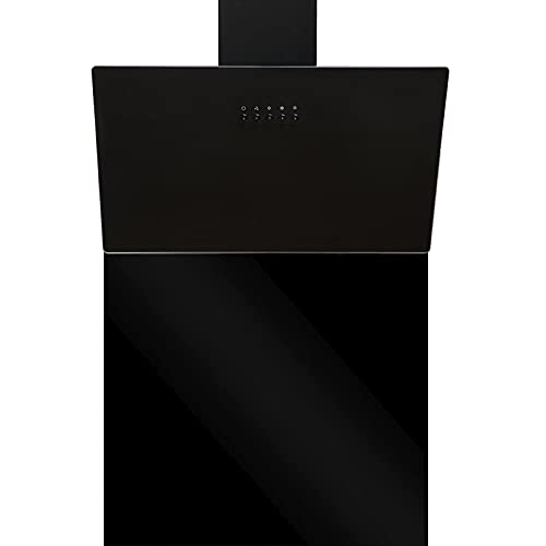 SIA AH70BL 70cm Black Angled Cooker Hood Extractor Fan & SP70BL Toughened Glass Splashback