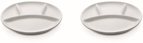 TAMLED Platos de porcelana para fondue, 2 unidades, 25 cm de diámetro, aptos para lavavajillas y microondas