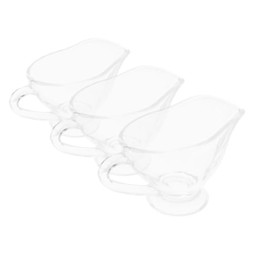 Cabilock 3piezas Salsera De Comida Occidental De Vidrio Transparente Jarra Para Salsa Con Mango Ergonómico Salsera Pequeña Para Servir Aderezos Para Cenas Navideñas y Fiestas