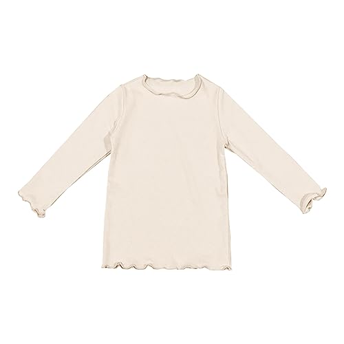 Toddler Girls' Basic Long Sleeve Mock Turtleneck Cotton T-Shirt Baby Girls Lettuce Edge Trim Undershirts Girls Fashion