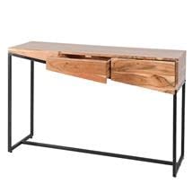 FurnwiseConsole Table, Hallway Table with 2 Drawers Solid Acacia Wood