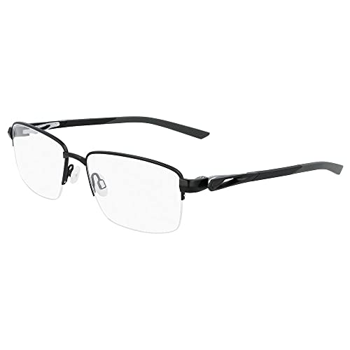 Nike 8141 001 Satin Black/Anthracite Eyewear Man Metallo, Rectangle, 55