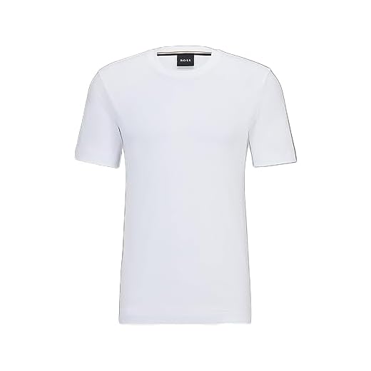 Hugo Boss Camiseta masculina Tiburt de manga curta e gola redonda, Branco, 3X-Large