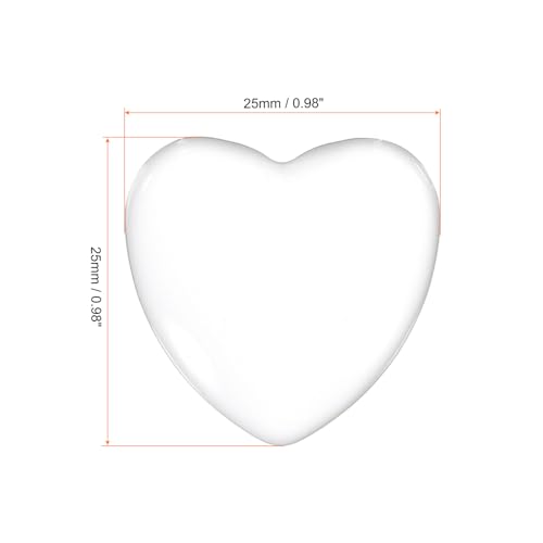 PATIKIL Transparent Glass Cabochons, 50Pcs 25x25mm Heart Shaped Glass Dome Tiles for Photo Pendant Jewelry Making Clear - Image 2