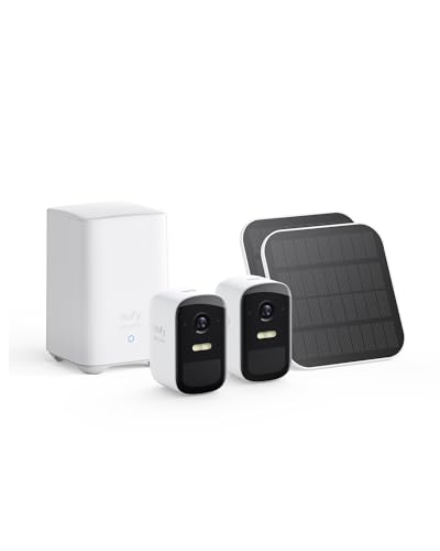 eufy Security eufyCam 2C Pro con Panel Solar, Camara vigilancia WiFi Exterior, 180 Días de Duración de la Batería, HD 1080p, Sin Costo Mensual, Conjunto de Dos Cámaras