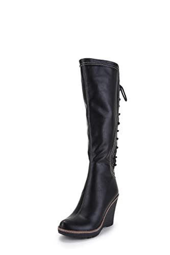 Ann Creek Wedge Boots For Women Black Knee High Boots For Lady Fall Over The Knee Wedge Round Toe Lace Up Zipper Long Tall High Wedge Heel Boots Wide Calf Boots Camuy Size 10 thumb #2