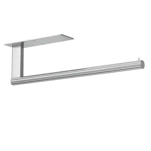Kitchen Roll Holder Under Cabinet, Stainless Steel Paper Towel Holder Silver, Self-Adhensive Kitchen Towel Rack Wall-Mounted, Suitable for Pantry, Kitchen, Bathroom