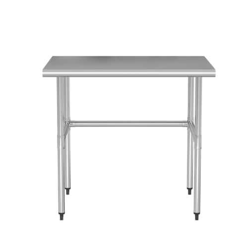 Chingoo Stainless Steel Table Open Base 30x36 Inch, Heavy-Duty Metal