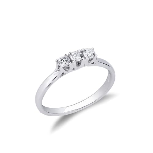 Oro bianco 750 GV GIOIELLI DI VALENZA Anello Trilogy in Oro bianco 18k con Diamanti, 0,25 ct