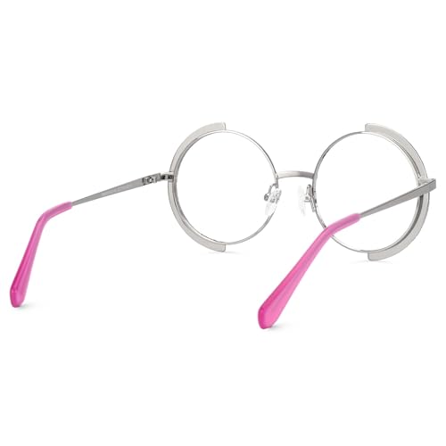 Image of Zeelool Vintage Metal Round Blue Light Blocking Glasses for Women ZJGM351423-04 Pink