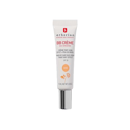 Erborian - BB Crema de Ginseng - Crema Perfeccionadora 5-en-1 - Cuidado con efecto 'piel de bebé' 5-en-1 Cuidado facial con SPF 20 - Cosmético Coreano - Dorado 15 ml