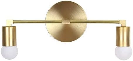 ART N CRAFT Antique Brass 2 Light Wall Sconce Gold Finish Industrial Indoor Wall Lamp Handmade Solid Brass Fixture for Bedroom Living Room Cafe Hallway E27 Bulb Holder