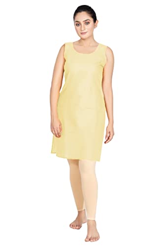 Image of Women's Cotton Long Camisole for Kurti /Suit Slip /Long Inner /Samij for Women Sameej /Knee Length Inner Wear /Sameez /Kurti Slip /Round Neck /Invisible