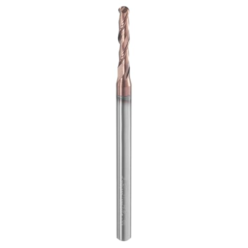 sourcing map Ball Nose End Mill 2 Flute 3/32 Diameter 1/8 Shank Tungsten Carbide Uncoated Spiral CNC Router Bits 1/2 Cutting Length Single End Ball for Carving Engraving Grinding
