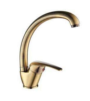 Termobrico Rubinetto MISCELATORE LAVELLO CANNA ALTA SATIN Ambrosiana Serie SEI (Oro)