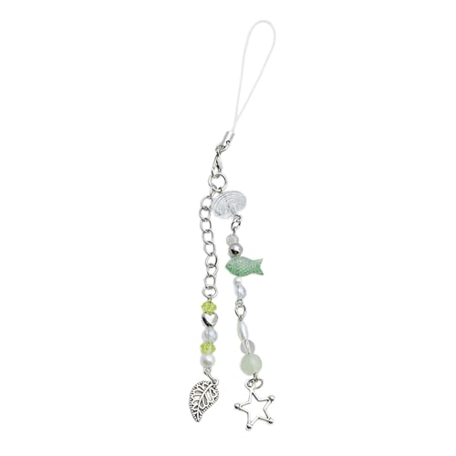 Greabuy Correa de acrílico para teléfono celular, diseño de estrellas de mar, accesorio de cadena con cuentas, 17cm, Aleación acrílica